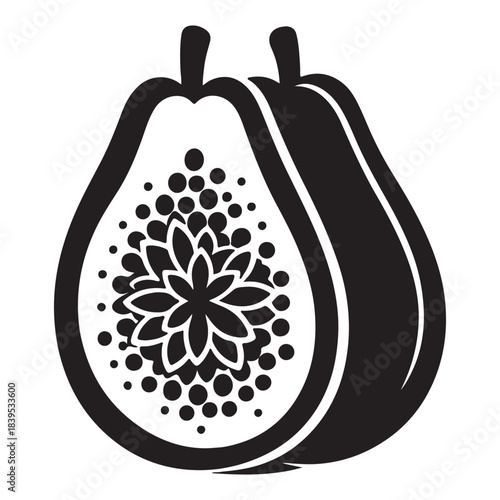 Minimal Papaya Fruit Silhouette Vector