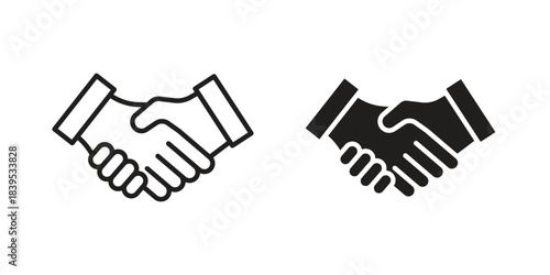 Handshake icons illustration, line art, glyph style vectors