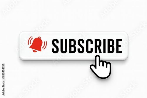 Wallpaper Mural Modern digital subscribe button with a notification bell icon and a cursor hand pointer on a white background Torontodigital.ca