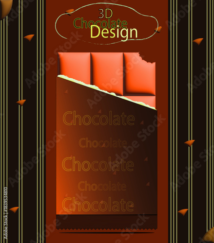 3d chocolate design, chocolate in  packet new creative
design vector design in Illustrator