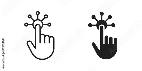 Interactive icons illustration, line art, glyph style vectors