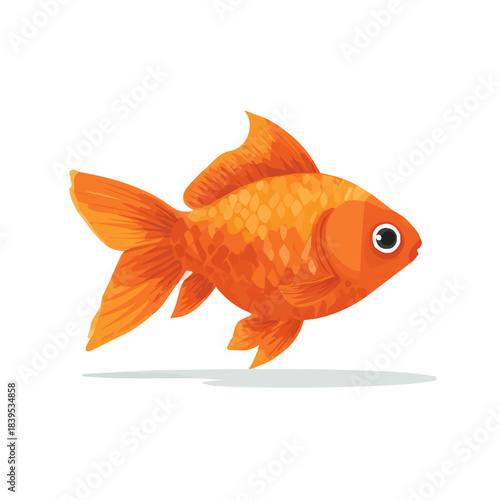 Modern flat 2D vector illustration of a Goldfish, minimal design style on a white background.