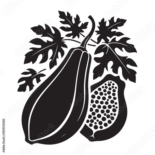 Minimal Papaya Fruit Silhouette Vector