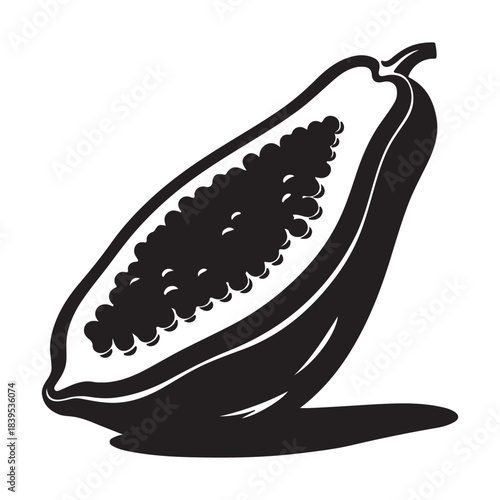 Minimal Papaya Fruit Silhouette Vector