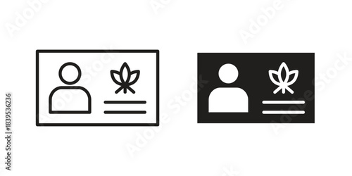 Medical marijuana card icons illustration, line art, glyph style vectors