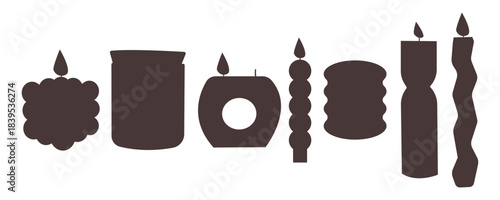 Vector candle icon, candle vector illustration symbol , hand drawn various interior design cozy elements .