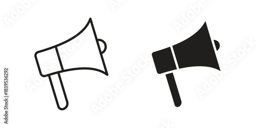 Megaphone icons illustration, line art, glyph style vectors