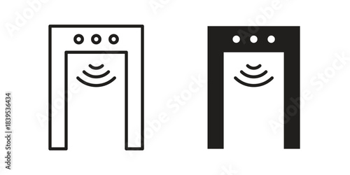 Metal detector icons illustration, line art, glyph style vectors