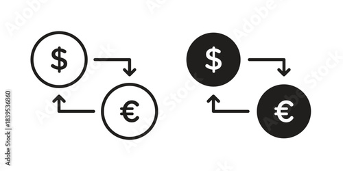 Money exchange icons illustration, line art, glyph style vectors