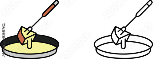 Cheese fondue maker color Icon for kitchen, cooking, and food equipment Illustrations.
