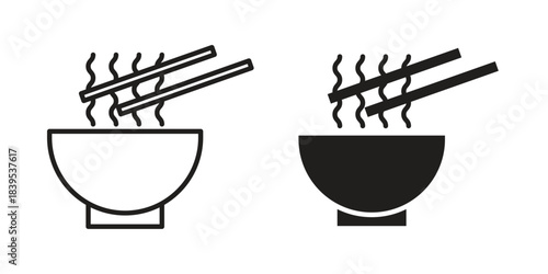 Noodles icons illustration, line art, glyph style vectors