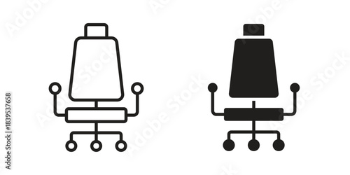 Office chair icons illustration, line art, glyph style vectors