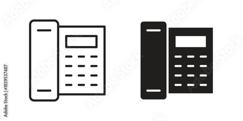 Office phone icons illustration, line art, glyph style vectors