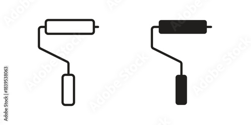 Paint roller icons illustration, line art, glyph style vectors