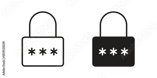 Password icons illustration, line art, glyph style vectors