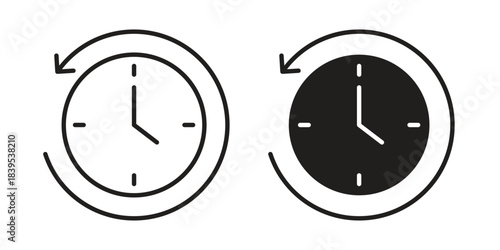 Past time icons illustration, line art, glyph style vectors