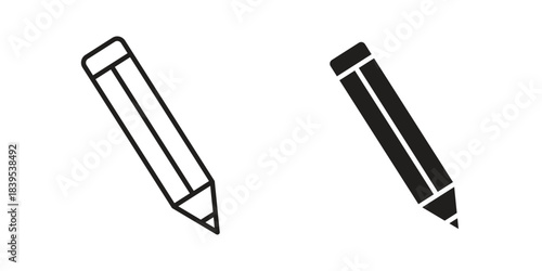 Pencil icons illustration, line art, glyph style vectors