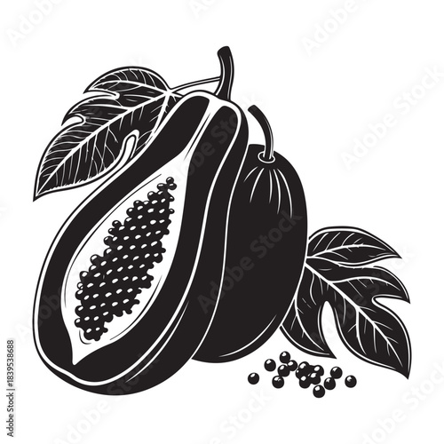 Minimal Papaya Fruit Silhouette Vector