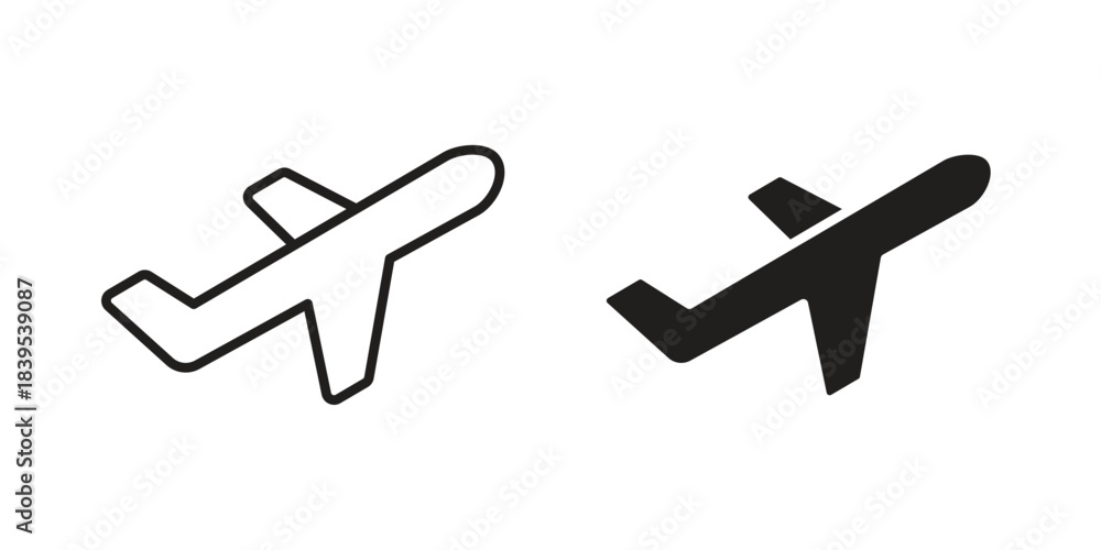 Fototapeta premium Plane icons illustration, line art, glyph style vectors
