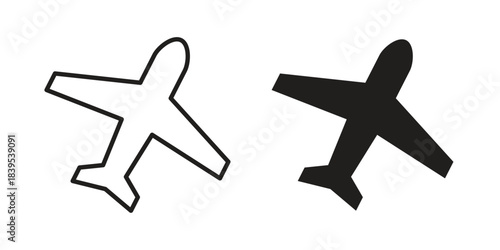 Plane icons illustration, line art, glyph style vectors