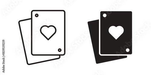 Playing cards icons illustration, line art, glyph style vectors