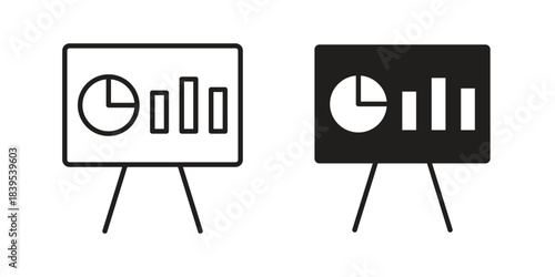 Presentation icons illustration, line art, glyph style vectors