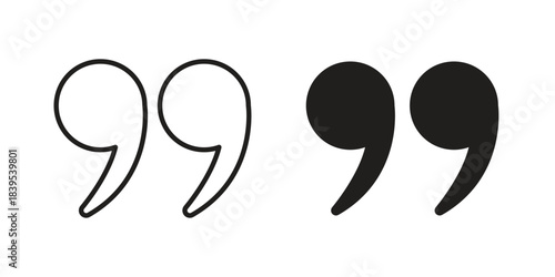 Quote right icons illustration, line art, glyph style vectors