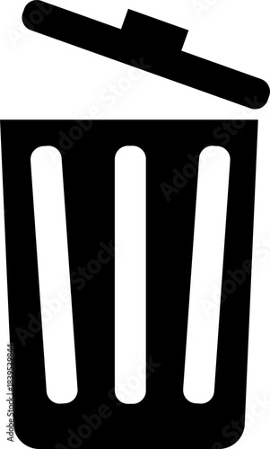 Dustbin with Open Lid Icon – Garbage Disposal and Waste Management Symbol