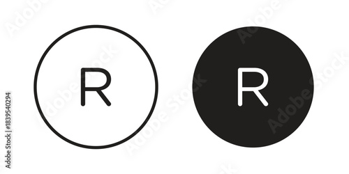 Registered icons illustration, line art, glyph style vectors