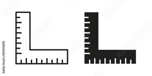 Ruler combined icons illustration, line art, glyph style vectors