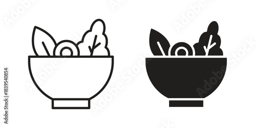 Salad icons illustration, line art, glyph style vectors