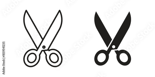 Scissors icons illustration, line art, glyph style vectors