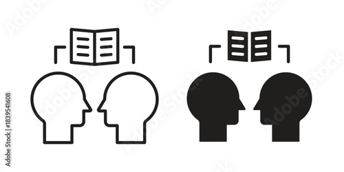 Share thoughts icons illustration, line art, glyph style vectors