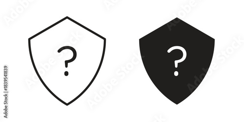 Shield interrogation icons illustration, line art, glyph style vectors