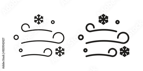 Snow blowing icons illustration, line art, glyph style vectors