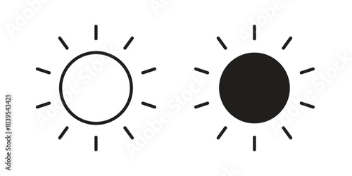 Sun icons illustration, line art, glyph style vectors