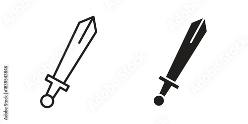 Sword icons illustration, line art, glyph style vectors