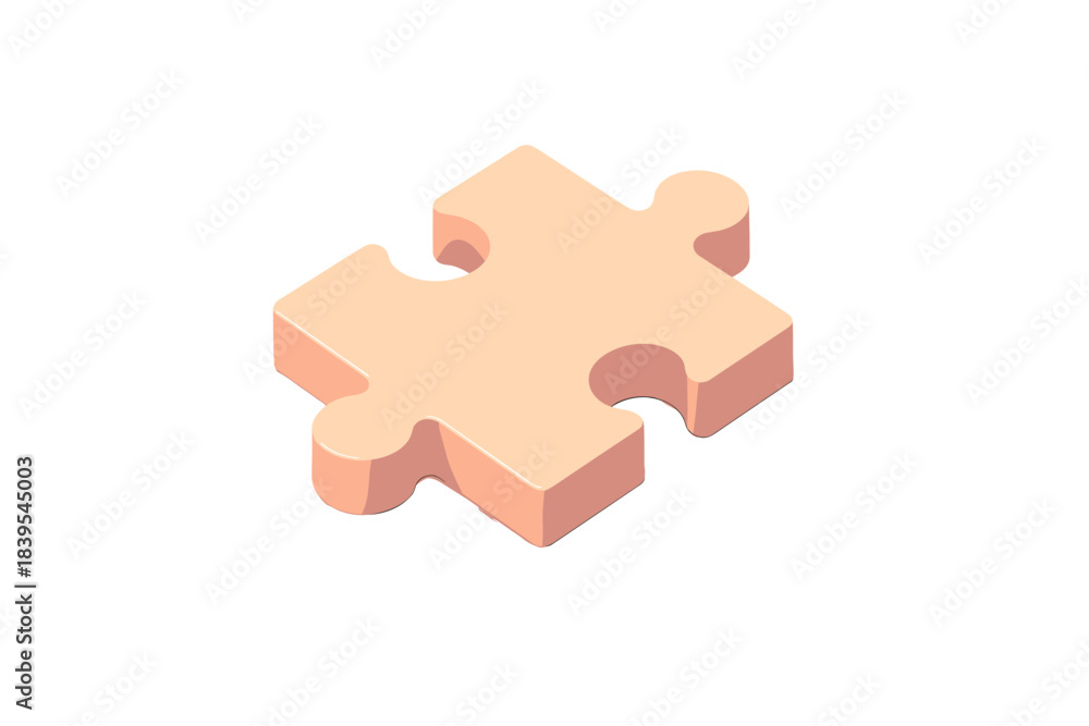 Fototapeta premium Isometric puzzle piece on white background: simple and modern design