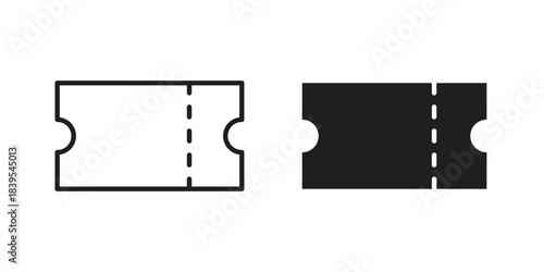 Ticket icons illustration, line art, glyph style vectors