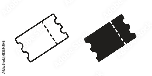Ticket icons illustration, line art, glyph style vectors