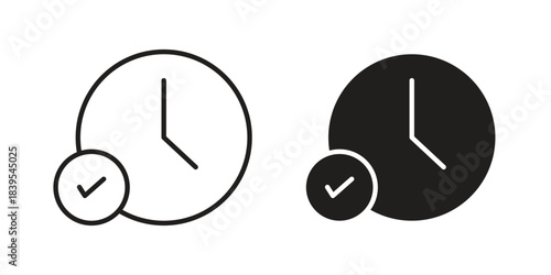 Time check icons illustration, line art, glyph style vectors