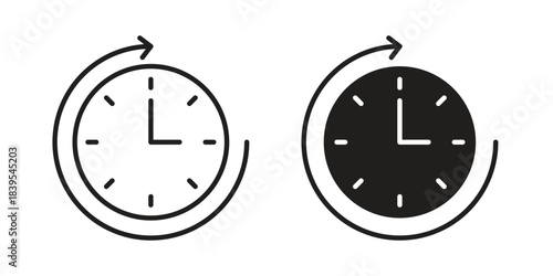 Time forward icons illustration, line art, glyph style vectors
