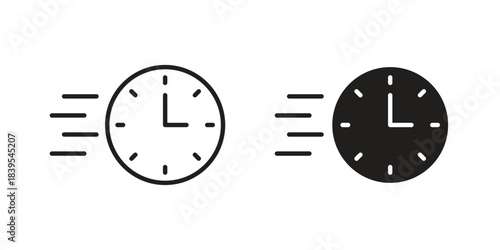 Time fast icons illustration, line art, glyph style vectors