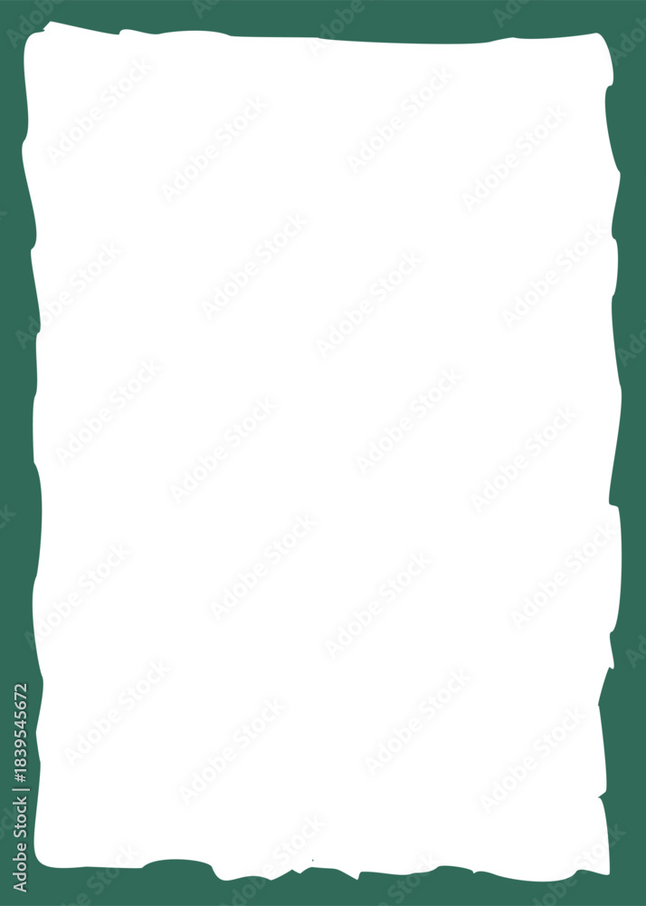 Obraz premium Frame with uneven sides, green crooked frame, photo frame with rough edges