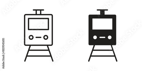 Train icons illustration, line art, glyph style vectors