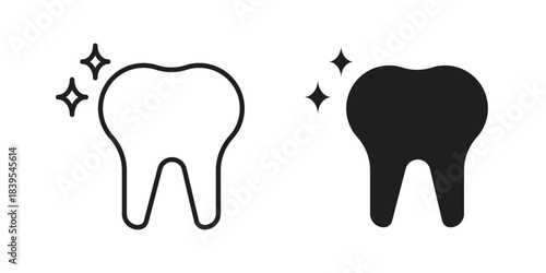 Tooth icons illustration, line art, glyph style vectors