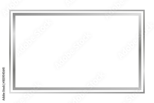 Silver metallic border frame, metal chrome frame with reflections of light - vector