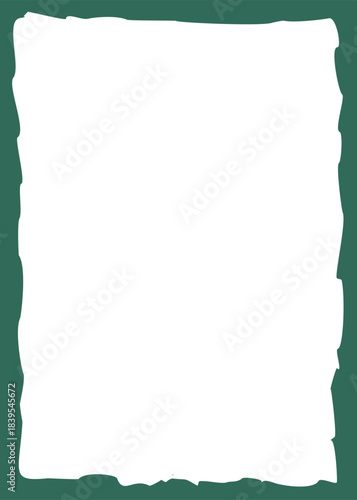 Frame with uneven sides, green crooked frame, photo frame with rough edges