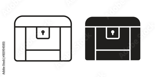 Treasure chest icons illustration, line art, glyph style vectors