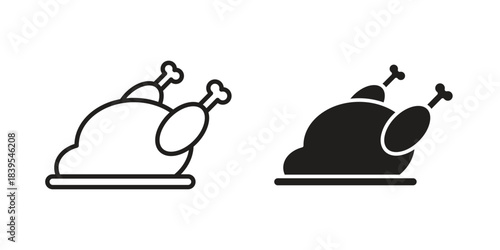 Turkey icons illustration, line art, glyph style vectors